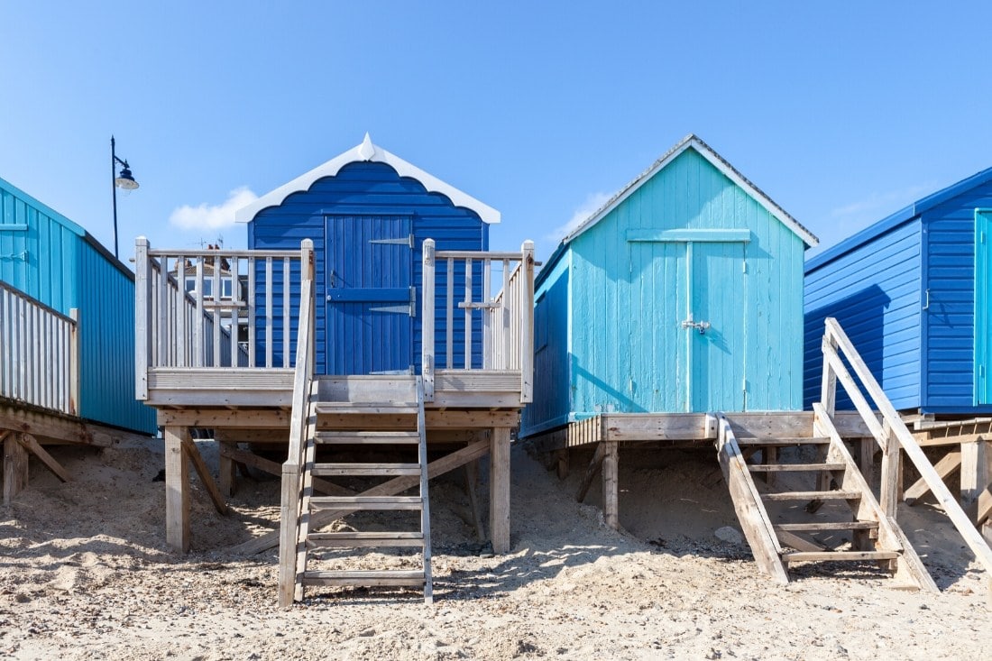 Felixstowe beach huts make this one of our favourite seaside day trips from London